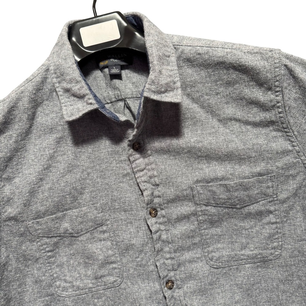 Wallin & Bros Shirt Mens Large Gray Long Sleeve Button Front Flannel